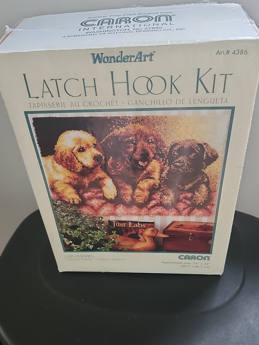 Latch Hook Kit Puppies Lab Dogs Caron #4386 New In Package 24" × 34" Wall Art